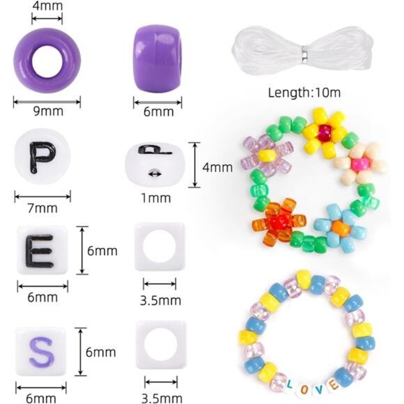 Pony Beads for Friendship Bracelet Making Kit 48 Colors Kandi Beads Set - Picture 2 of 7